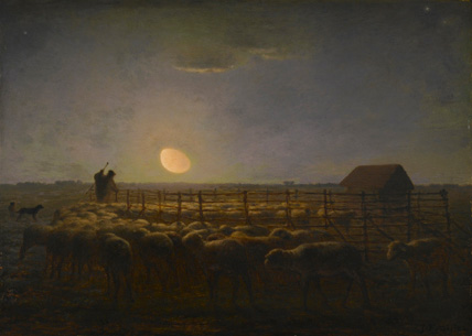 The Sheepfold, Moonlight, Jean-Francois Millet, 1856-1860