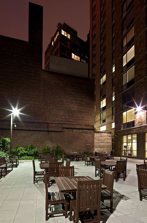 NYU Founders Hall; Back Courtyard at Night.