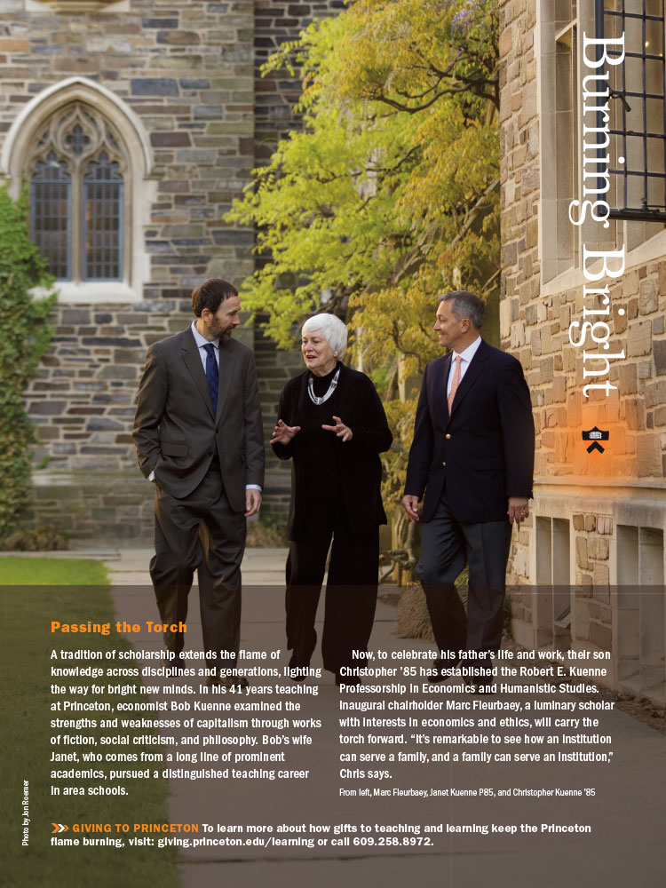 Burning Bright, "Passing the Torch," Prof. Marc Fleurbaey, Janet and Chris Keunne.