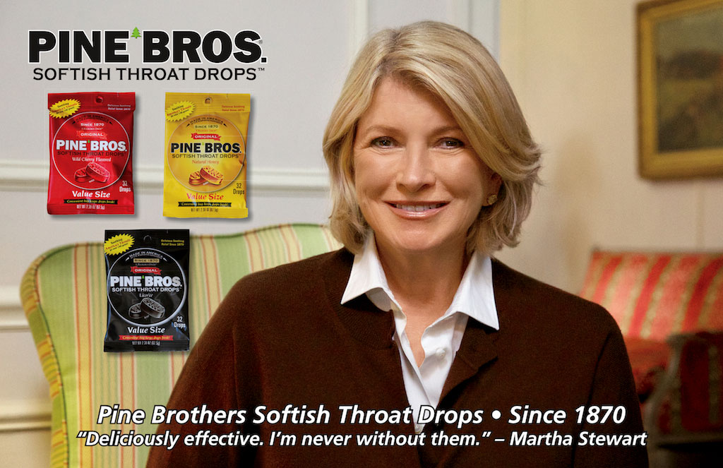 Martha Stewart, photographed for Pine Brothers Softish Throat Drops. New York, NY. Sept., 2013. Click to enlarge.