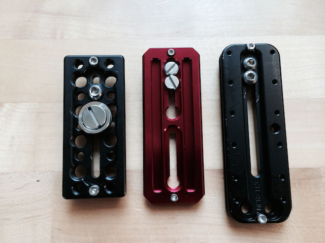 From l to r: Kessler, Zacuto, and RRS rails. Bottom view.