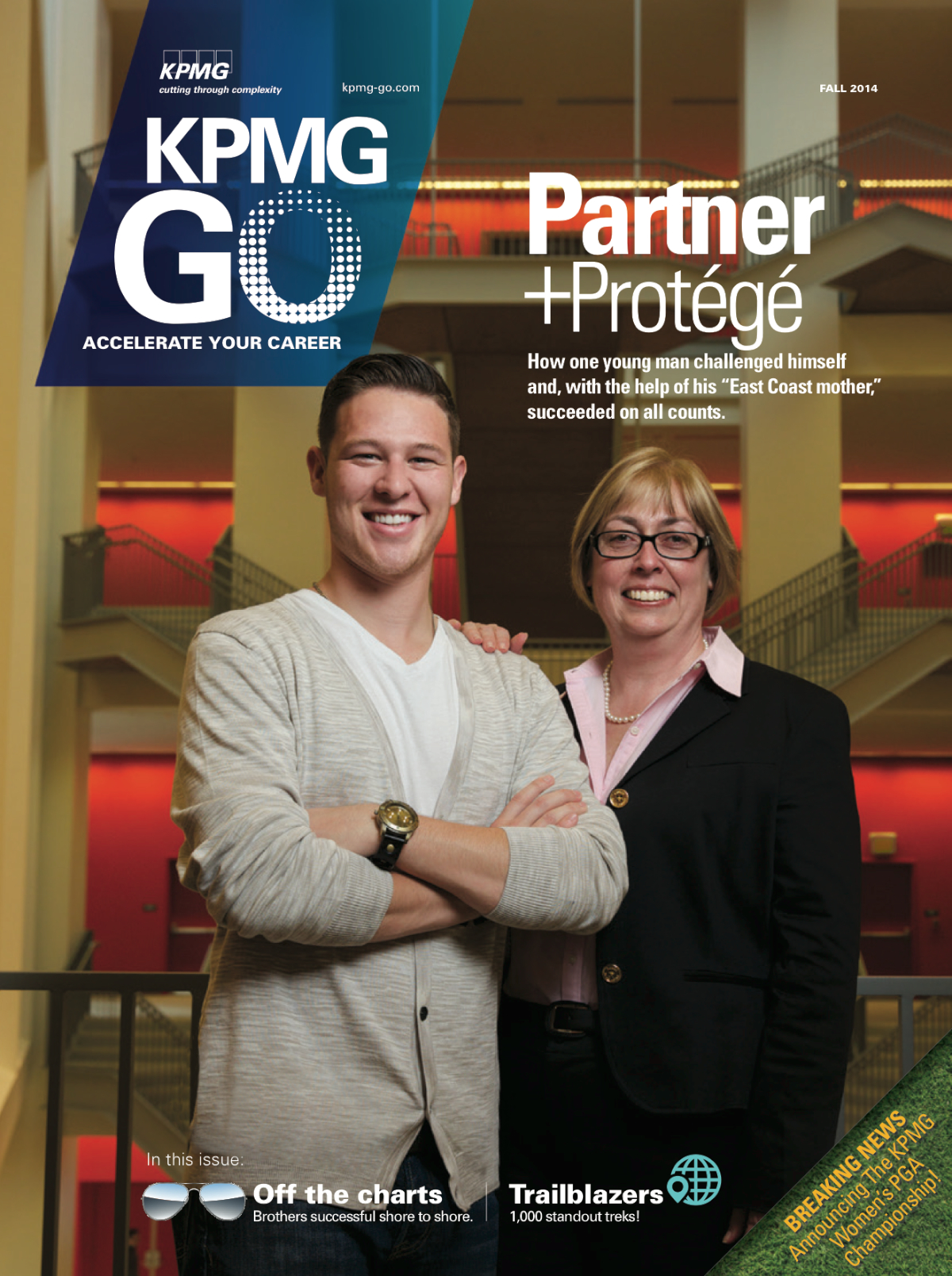 KPMG Go, Fall 2014 cover with Skyler Logsdon and Patricia Boshuizen.