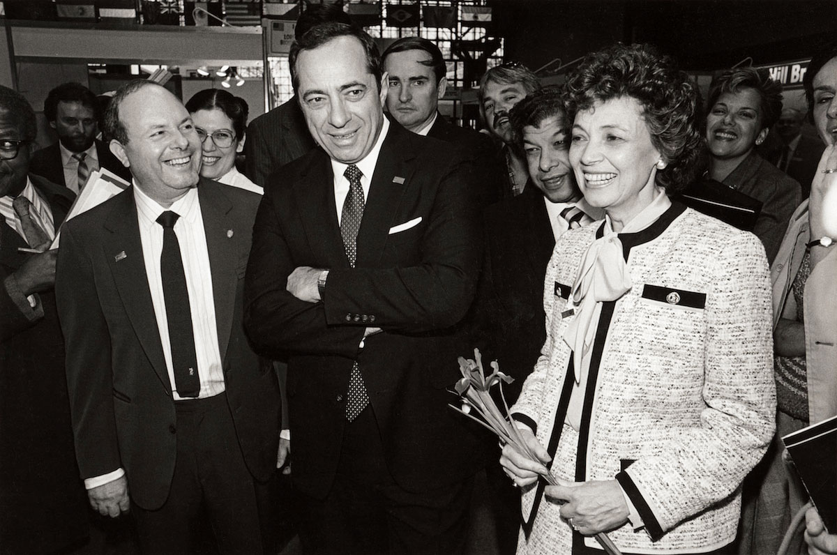 Governor Mario Cuomo and his wife Matilda, tour the recently opened Javits Center (convention hall). New York, NY. 1986.