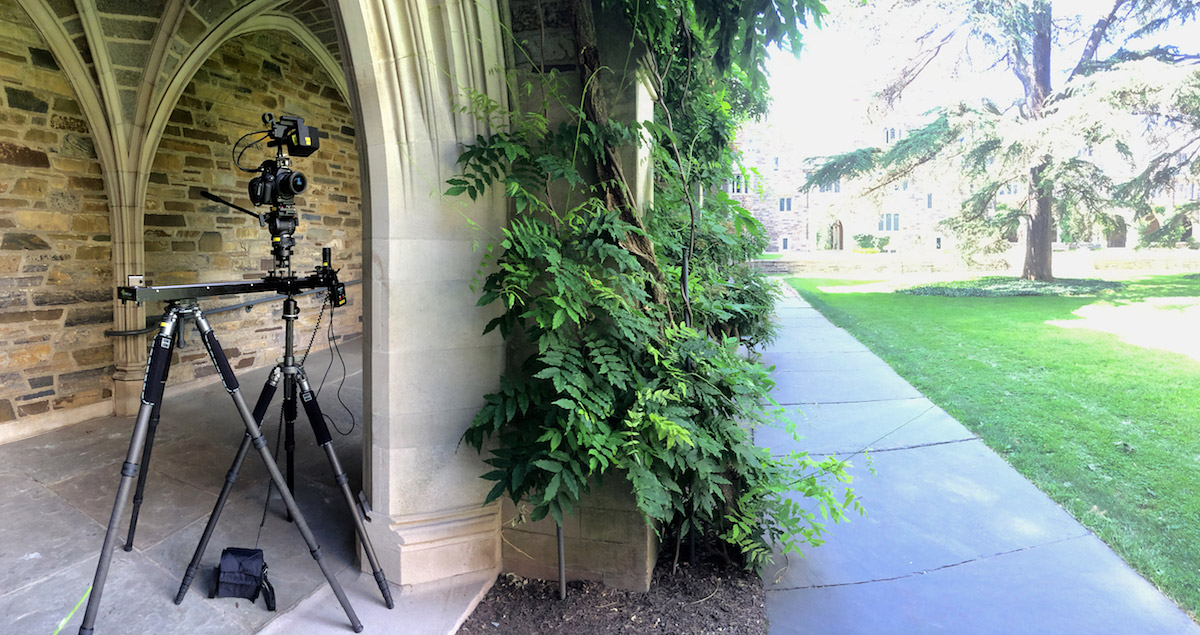Slider setup in an archway. Graduate College, Princeton University.