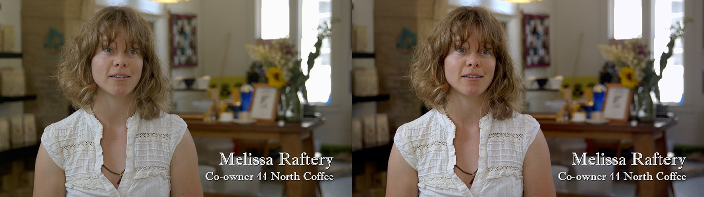 Melissa remastered. 44 North Coffee video. Prior version on the left, new version on the right.
