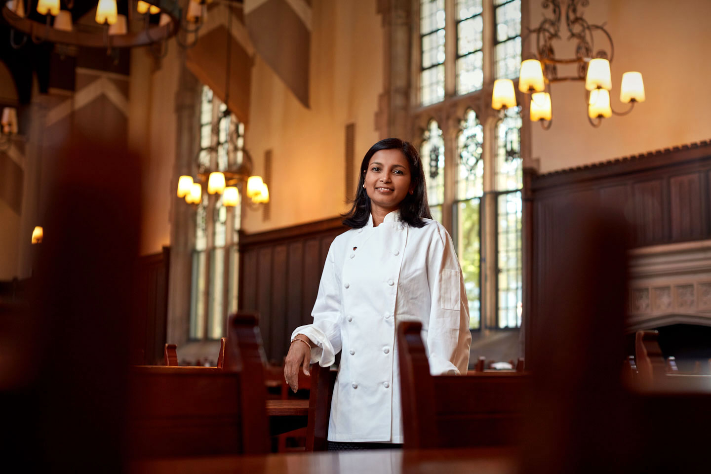Smitha Haneef, Executive Director, Campus Dining, Princeton University. Rockefeller College Dining Hall. September, 2015. Click images to enlarge.