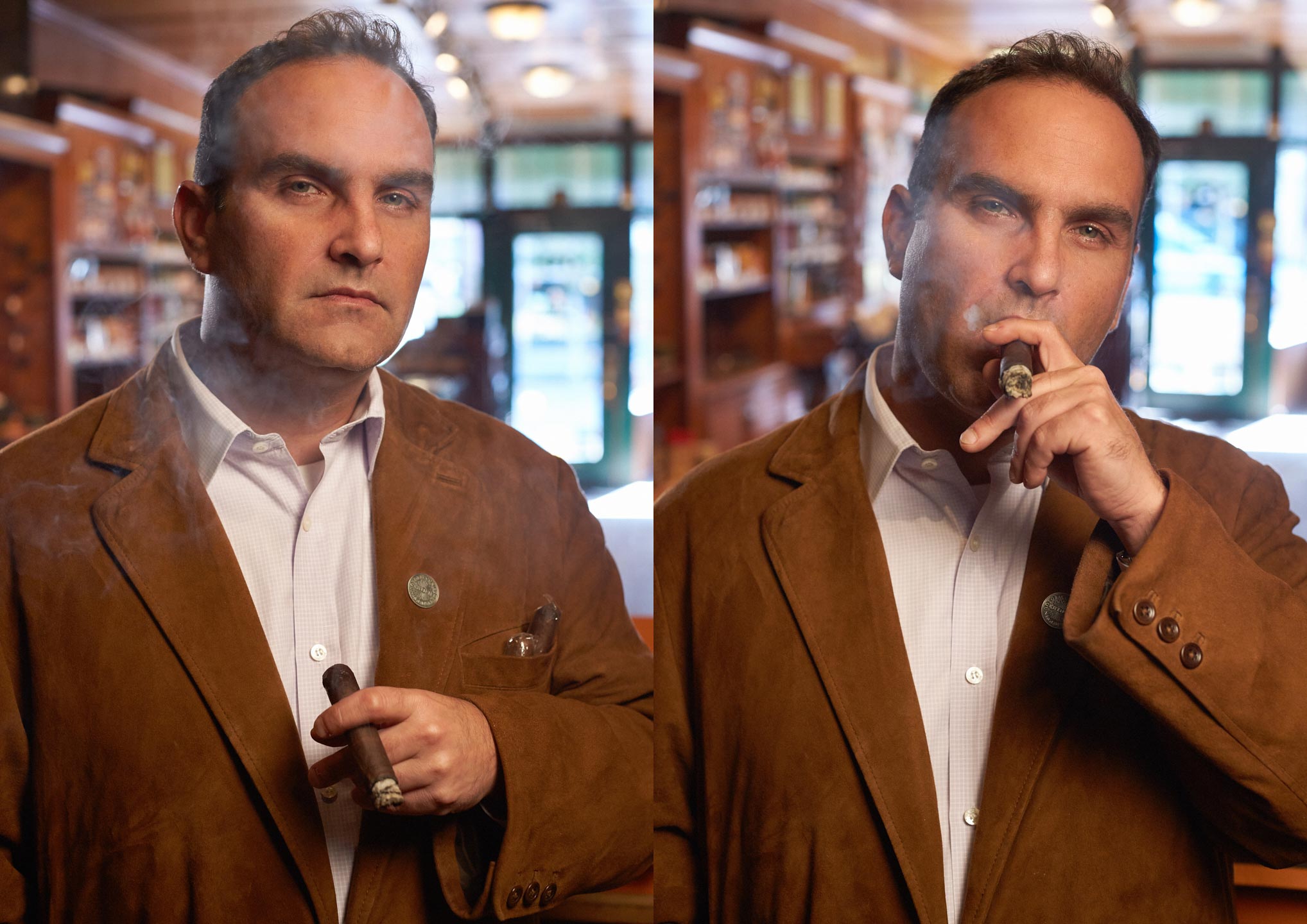 Jorge Armenteros, additional poses from the cover setup - also shot in the humidor. Princeton, NJ. July, 2015.