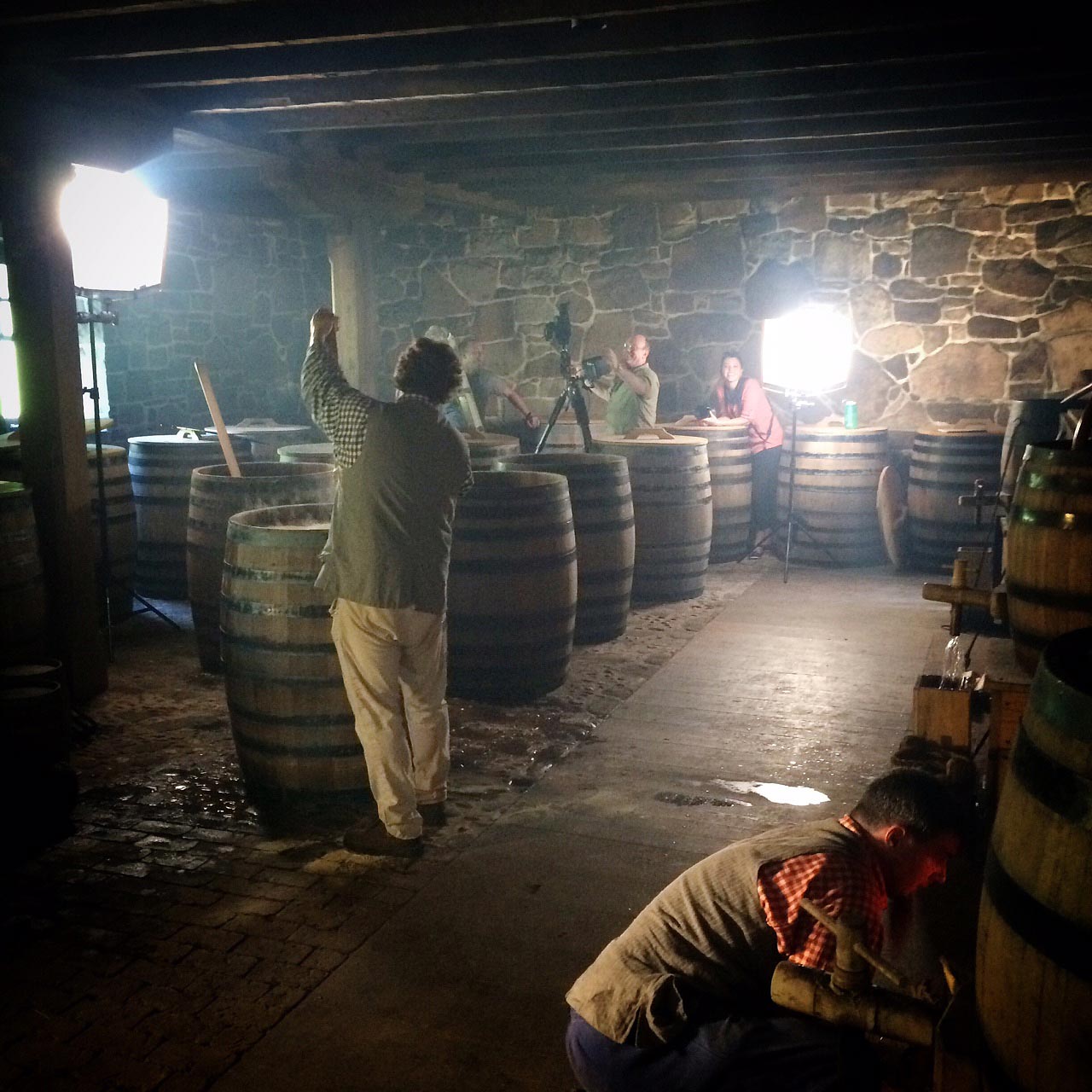 Me directing as I film b-roll in the Mount Distillery. This is Cameron's moment of interruption as seen in the film. Photo © Cameron Davidson. Mount Vernon, Va. June, 2016.